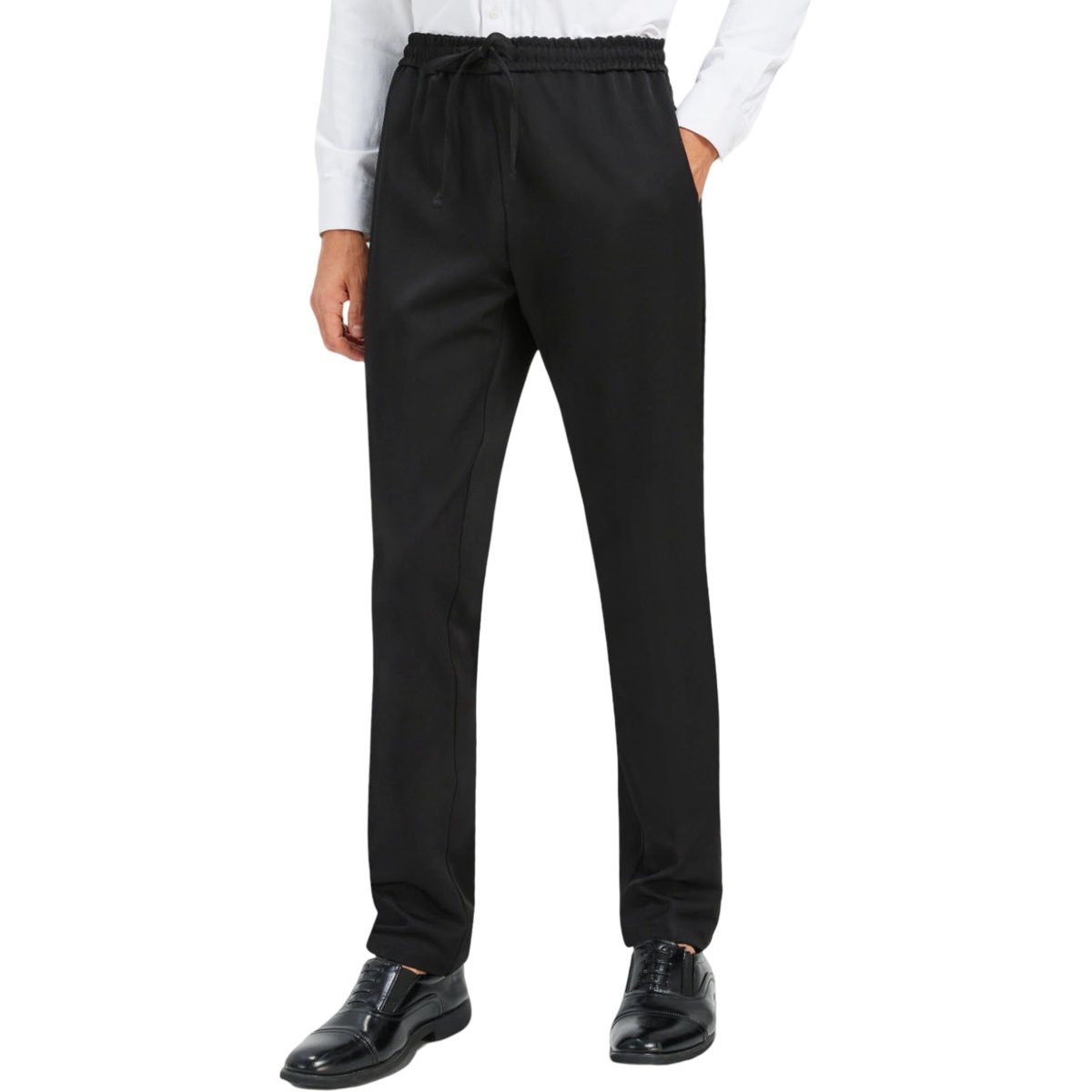 Męskie Spodnie Garniturowe Chino Materiałowe Casualowe Regular Czarne 3XL