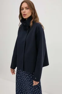 Tommy Hilfiger kurtka wełniana kolor granatowy przejściowa oversize WW0WW42138 - Kurtki damskie - miniaturka - grafika 1