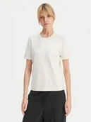 Koszulki i topy damskie - Calvin Klein T-Shirt LV147E303G Écru Regular Fit - miniaturka - grafika 1