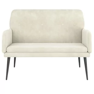 Lumarko Ławka, kremowa, 108x79x79 cm, tapicerowana aksamitem - Ławki do przedpokoju - miniaturka - grafika 4