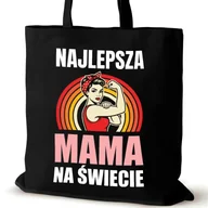 Torby i wózki na zakupy - Torba bawełniana dla MAMY czarna na ramię śmieszna prezent zakupowa - miniaturka - grafika 1