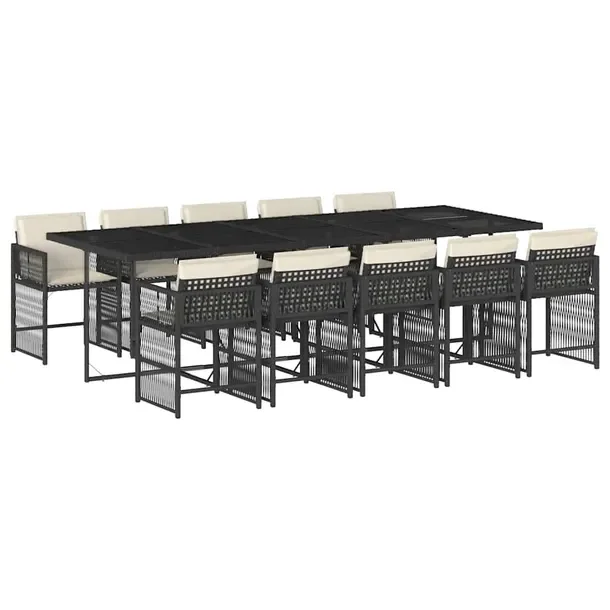 Zestaw mebli ogrodowych z rattanem PE, czarny, 275 x 106 x 73 cm