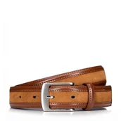 Paski - Męski pasek ze skóry w dwie faktury brązowy - miniaturka - grafika 1