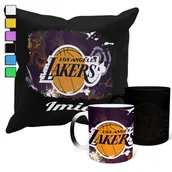 Gadżety dla niej i dla niego - ZESTAW KUBEK MAGICZNY + POSZEWKA Z PODUSZKĄ- NBA LA LAKERS KLUBY + IMIĘ - miniaturka - grafika 1