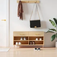 Szafki na buty - Ławka z miejscem na buty, dąb sonoma, 102x35x55 cm Lumarko! - miniaturka - grafika 1