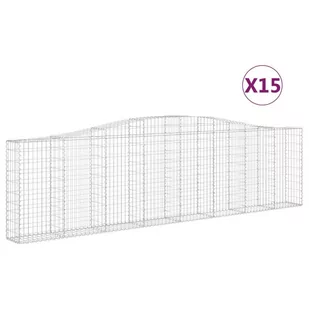 VIDAXL Kosze gabionowe, 15 szt, 400x30x100/120cm, galwanizowane żelazo - Ogrodzenia - miniaturka - grafika 3