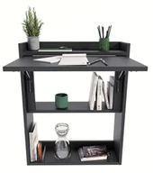 Biurka - Biurko ścienne składane czarne szafka półka regał - miniaturka - grafika 1