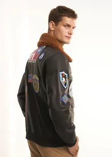 Kurtka skórzana męska z kolekcji TOP GUN - Koszulki męskie - miniaturka - grafika 1