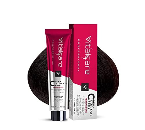 Vitalcare Profesjonalne trwałe farbowanie, krem do koloryzacji włosów, farbowanie włosów z białkiem jedwabiu, nr 1/00, czarny, 100 ml