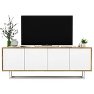 Szafki RTV - Loftowa szafka rtv dąb wotan + biały H6-K85 - miniaturka - grafika 1