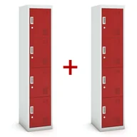Szafki BHP - B2B Partner Szafka szatniowa 4-drzwiowa, zamek cylindryczny, 1800 x 380 x 450 mm, szara/czerwona, 1+1 GRATIS 485034 - miniaturka - grafika 1