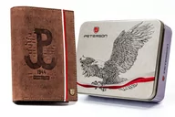 Portfele - Duży portfel męski patriotyczny Polska Walcząca flaga Polski skóra naturalna Peterson, brązowy - miniaturka - grafika 1