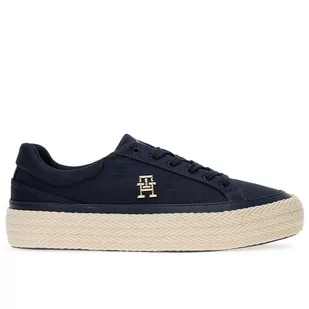 Buty Tommy Hilfiger Vulc Sneaker Linnen FW0FW07673-DW6 - granatowe - Trampki damskie - miniaturka - grafika 1