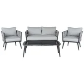 Meble ogrodowe - Beliani Zestaw ogrodowy rattan szary/czarny PREVEZA - miniaturka - grafika 1