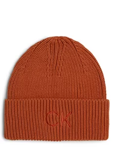 Calvin Klein - Czapka damska, pomarańczowy - Czapki damskie - miniaturka - grafika 1