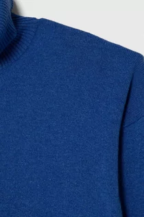 Swetry dla chłopców - United Colors of Benetton sweter z domieszką wełny dziecięcy kolor niebieski lekki - grafika 1