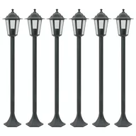 Lampy ogrodowe - vidaXL Lampy ogrodowe, 110 cm, E27, aluminium, ciemnozielone, 6 szt. - miniaturka - grafika 1