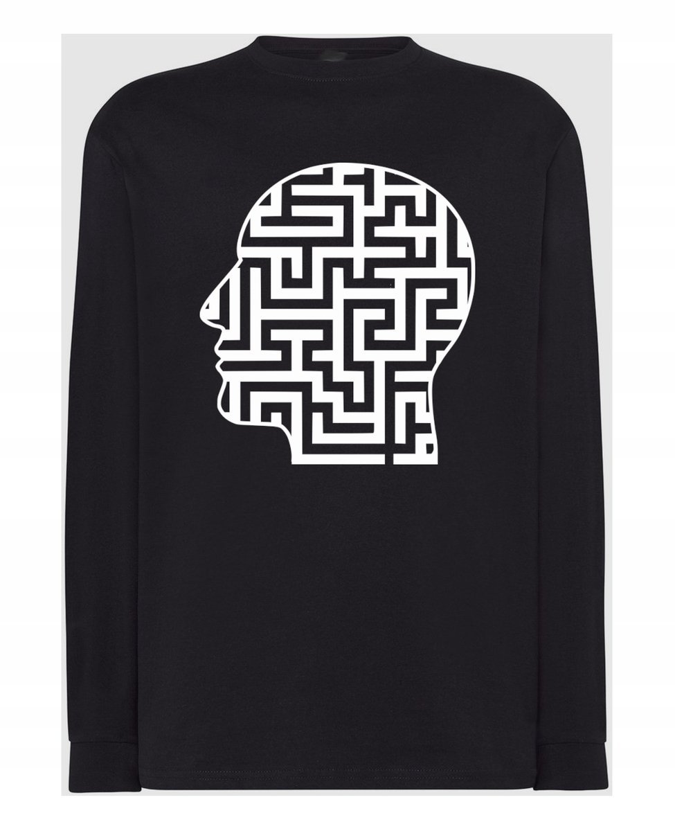 Longsleeve męski nadruk Labirynt Głowa r.S