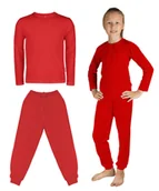 Bluzki damskie - Komplet dla dzieci czerwony bluzka i spodnie na gumce bawełna na kostium przebranie na bal 122 - miniaturka - grafika 1