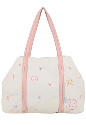 Fritzi Simply Shopper Limited Embro Fun Canvas damska torebka na zakupy, festiwal, miasto, wegańska, haftowana, zamek błyskawiczny, 29 x 44 x 16 cm, antracytowa, beżowa, beżowy
