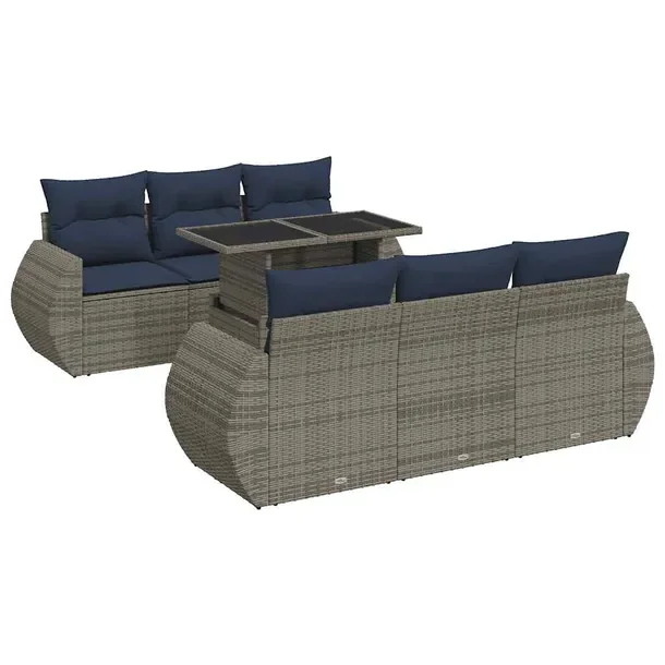 Zestaw mebli ogrodowych modułowych szary rattan PE z poduszkami 55x62x69 c