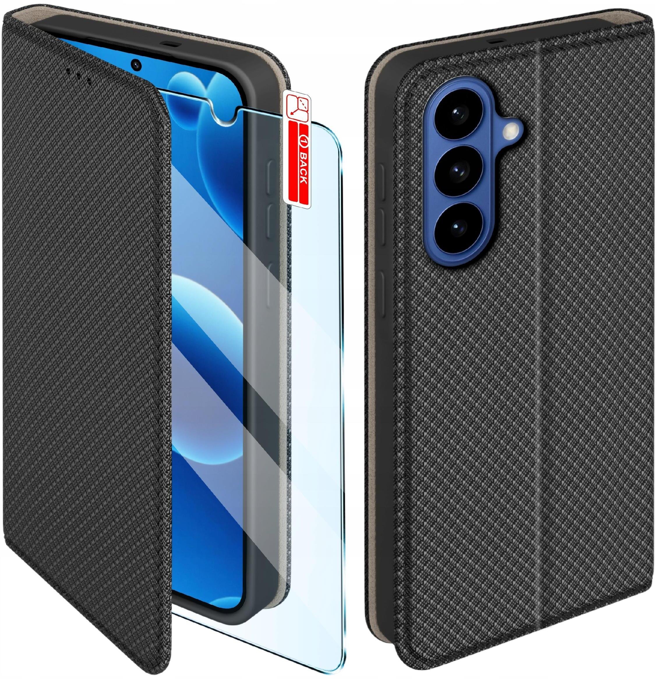 krainaGSM Etui z klapką do Samsung S26 Zamykane Czarne Futerał + Szkło