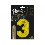 Balony i akcesoria - GoDan Balon foliowy cyfra 3, 34", złota FG-C85Z3 - miniaturka - grafika 1