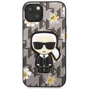 Etui i futerały do telefonów - Obudowa dla telefonów komórkowych Karl Lagerfeld Ikonik Flower na Apple iPhone 13 KLHCP13MPMNFIK1 Szary - miniaturka - grafika 1