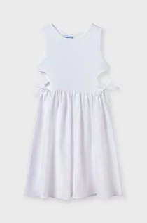 Sukienki i spódniczki dla dziewczynek - Mayoral sukienka dziecięca kolor biały mini rozkloszowana - grafika 1
