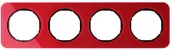 Klawisze i ramki - Berker Ramka potrójna poczwórna R.1 - czerwona, element wewnętrzny czarny - miniaturka - grafika 1
