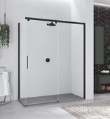 Ścianki i drzwi prysznicowe - Novellini Kuadra 2.0 PH Drzwi przesuwne 119-121x200 cm lewe profile czarne szkło przezroczyste K2PH119S-1H - miniaturka - grafika 1