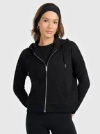 Bluzy damskie - 4F Bluza dresowa rozpinana z kapturem damska - czarna XXL - miniaturka - grafika 1