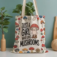 Torebki damskie - TEMU Urocza Torba na Zakupy z Nadrukiem Grzybów - Wielofunkcyjna, Przestronna Damska Torebka na Ramię do Codziennego Użytku, Podróży i Szkoły - - miniaturka - grafika 1