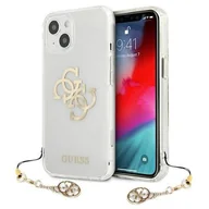 Etui i futerały do telefonów - Guess 4G Big Logo Charm Gold- Etui iPhone 13 mini złoty charms GUHCP13SKS4GGO - miniaturka - grafika 1