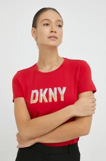 Koszulki sportowe damskie - Dkny t-shirt damski kolor czerwony - DKNY - grafika 1