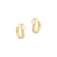 Biżuteria dla dzieci - Pozłacane 925 kolczyki serca z cyrkoniami i białym kamieniem - miniaturka - grafika 1