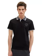 Koszulki męskie - TOM TAILOR Męska koszulka polo Basic Piqué, 2999 - Black, XL - miniaturka - grafika 1