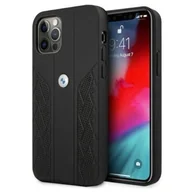 Etui i futerały do telefonów - BMW Etui BMHCP12MRSPPK iPhone 12/12 Pro 6,1" czarny/black hardcase Leather Curve Perforate - miniaturka - grafika 1