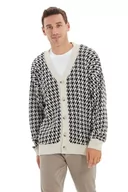 Swetry męskie - Trendyol Męski męski kardigan oversize basic dekolt w serek kardigan marynarka, BEŻOWY, S - miniaturka - grafika 1