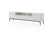 Szafki RTV - Szafka RTV Nicole 200 cm z wnęką - biały mat / czarne nóżki - miniaturka - grafika 1