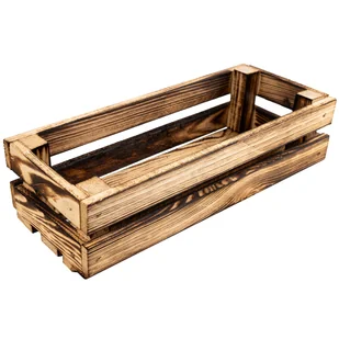 Skrzynka drewniana z opalanych mała naturalna desek pudełko 34 x 14 x 9 cm - Zestawy upominkowe - miniaturka - grafika 1