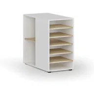 Inne meble biurowe - Dostawna szafka półkowa do biurka PRIMO WHITE, lewa, biała/dąb naturalny - miniaturka - grafika 1