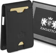 Portfele - Portfel męski skórzany Slim czarny mały wytrzymały Rfid Zagatto - miniaturka - grafika 1