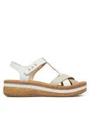 Sandały damskie - Rieker Sandały V0919-80 Biały - miniaturka - grafika 1