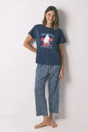 Piżamy damskie - women'secret piżama bawełniana damska kolor granatowy bawełniana 3132101 - miniaturka - grafika 1