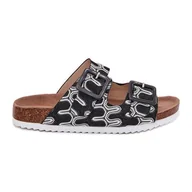 Klapki i japonki damskie - Klapki Damskie Z Klamrami I Brokatem S.Barski RB51-006 Czarne - miniaturka - grafika 1