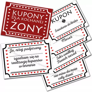 KUPONY MIŁOŚCI DLA ŻONY WALENTYNKI DZIEŃ KOBIET - Walentynki - miniaturka - grafika 1