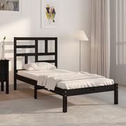 Łóżka - Lumarko Rama łóżka, czarna, lite drewno, 90x200 cm - miniaturka - grafika 1