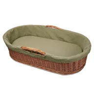 Łóżeczka i kojce - Hi Little One kosz Mojżesza wiklinowy niski leżaczek z materacykiem 2in1 Green Hunter - miniaturka - grafika 1