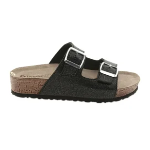 Klapki damskie czarne Inblu NM013 z drobinkami srebra - Klapki i japonki damskie - miniaturka - grafika 1